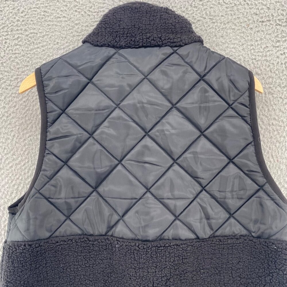 Keren Hart Vest Womens Medium Black Puffer Coat Fleece Pockets Full Zip Mockneck - Picture 4 of 10
